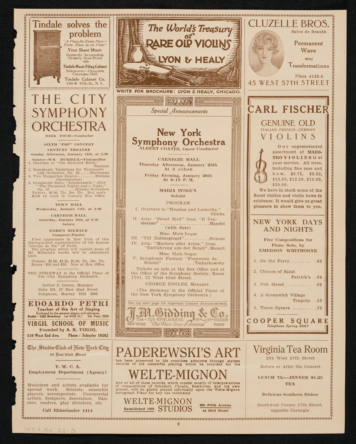 Maria Ivogun, Soprano, January 5, 1923, program page 9
