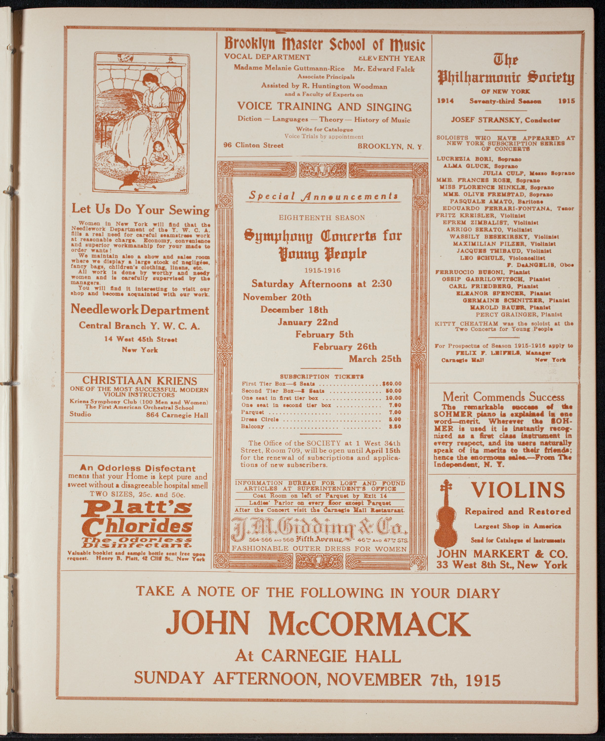 Graduation: Columbia University College of Pharmacy, May 13, 1915, program page 9