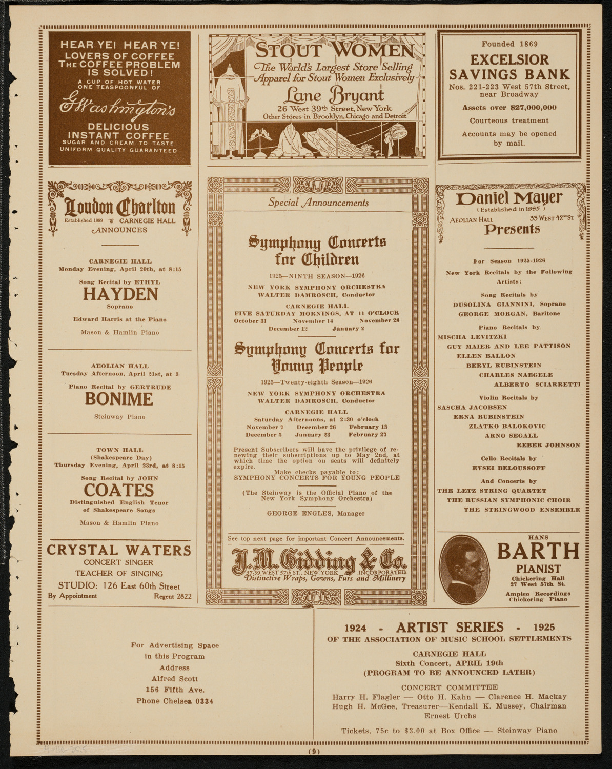 New York Philharmonic, April 11, 1925, program page 9
