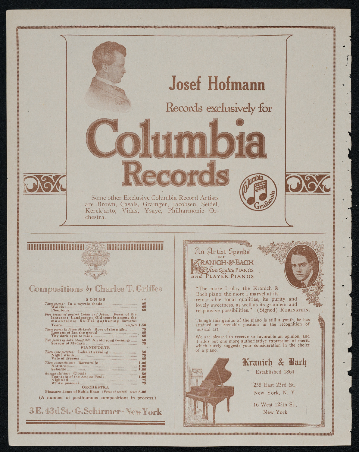 Josef Hofmann, Piano, February 6, 1921, program page 6