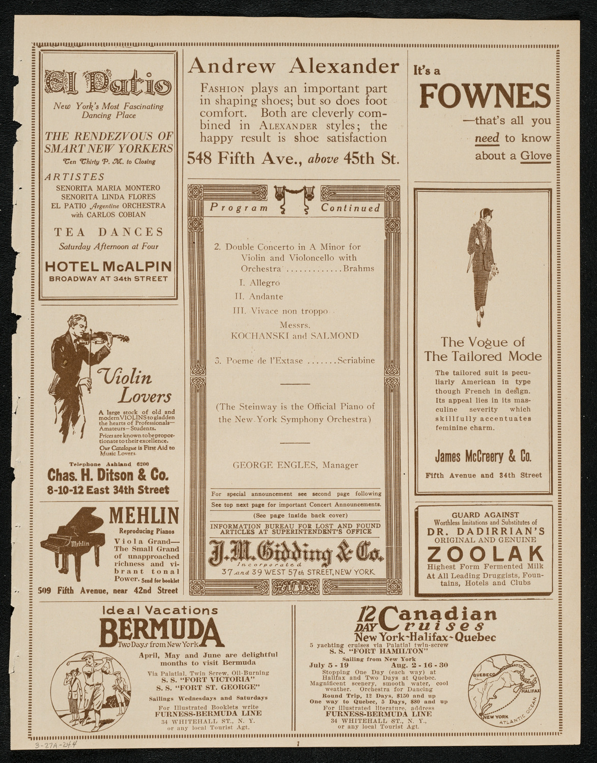 New York Symphony Orchestra, March 27, 1924, program page 7