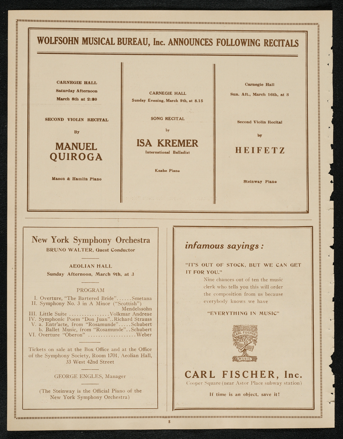 Philadelphia Orchestra and the Toronto Mendelssohn Choir, March 5, 1924, program page 8