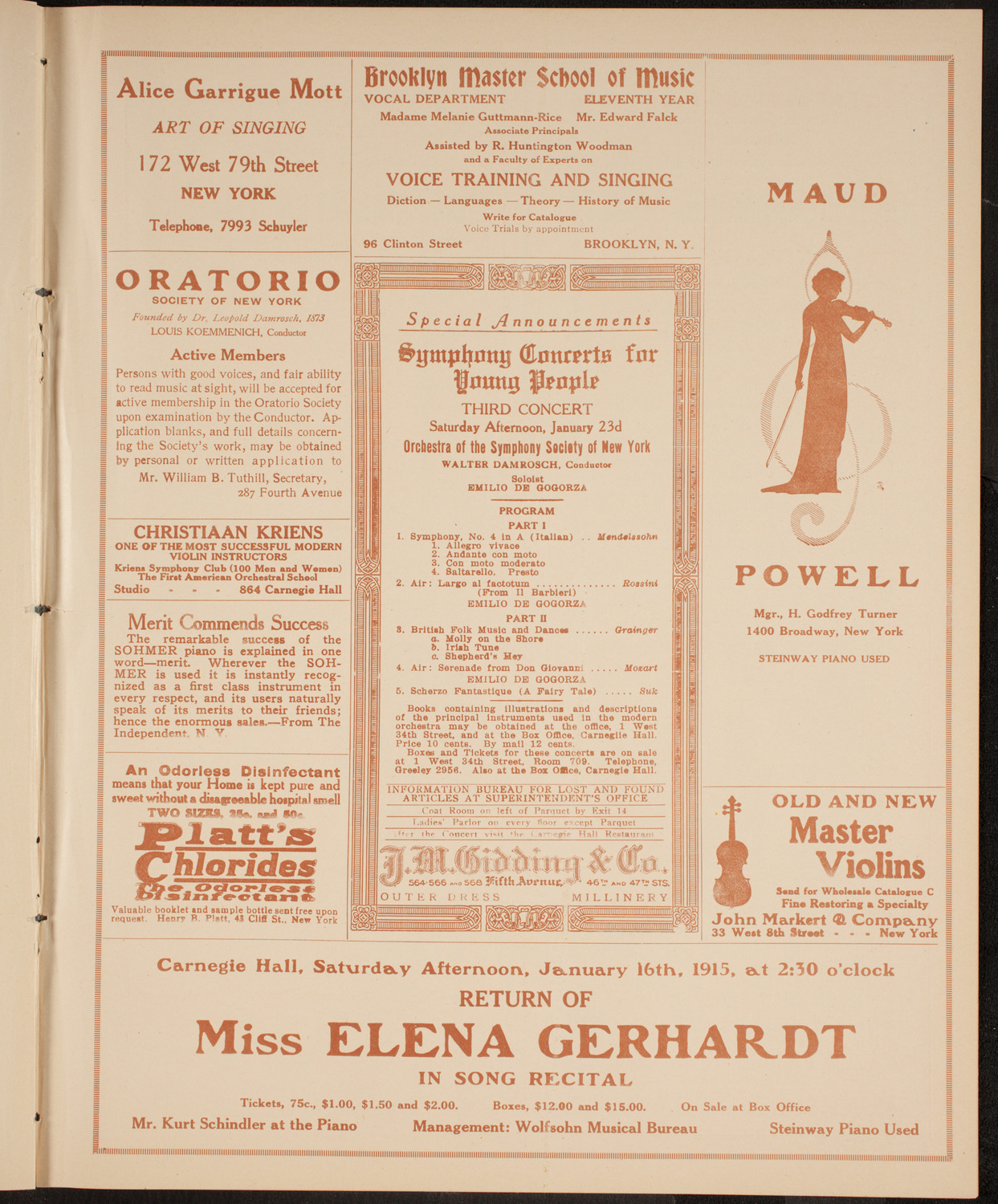 Boston Symphony Orchestra, January 9, 1915, program page 9