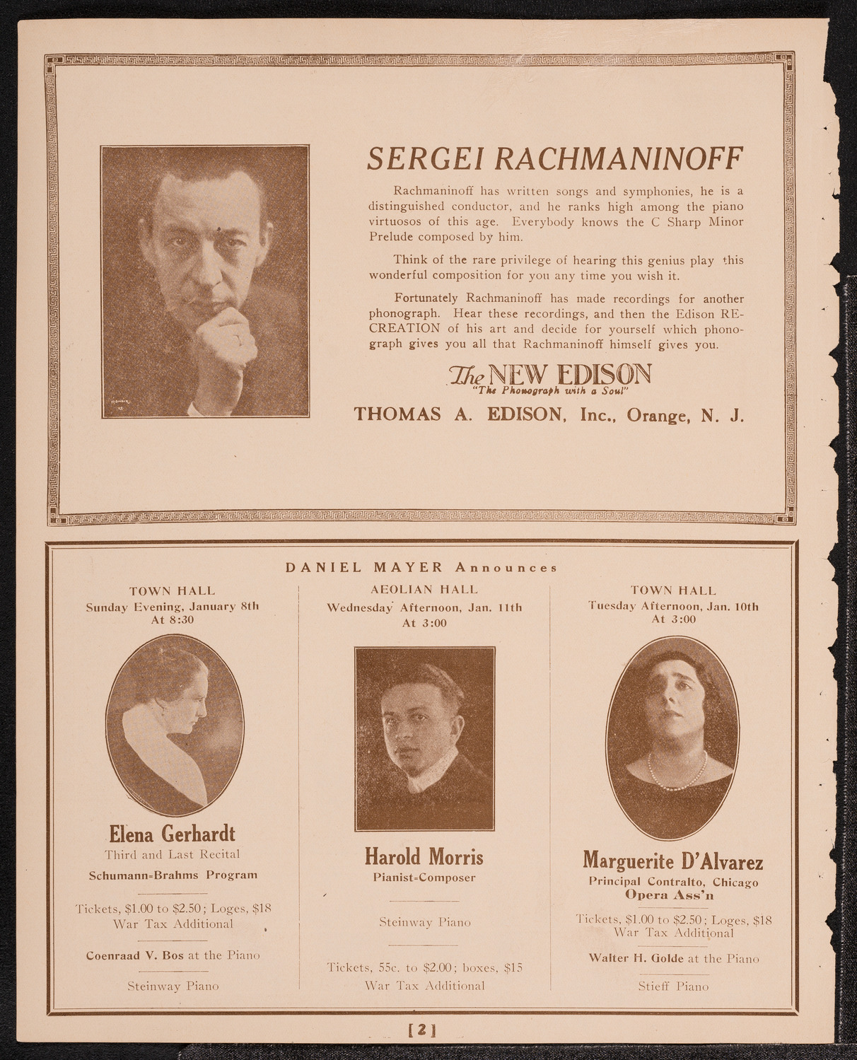 Moszkowski Testimonial Concert, December 21, 1921, program page 2