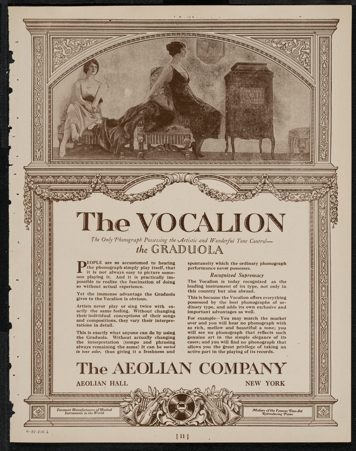 Mecca Temple of New York: Ancient Arabic Order of the Nobles of the Mystic Shrine, April 30, 1921, program page 11