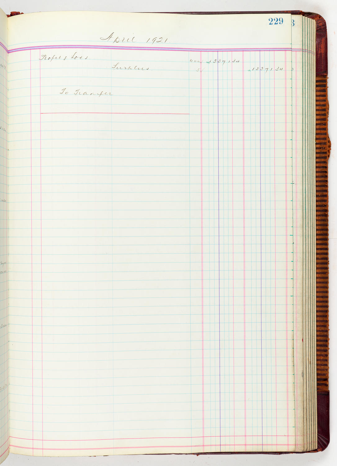 Music Hall Accounting Ledger, volume 5, page 229