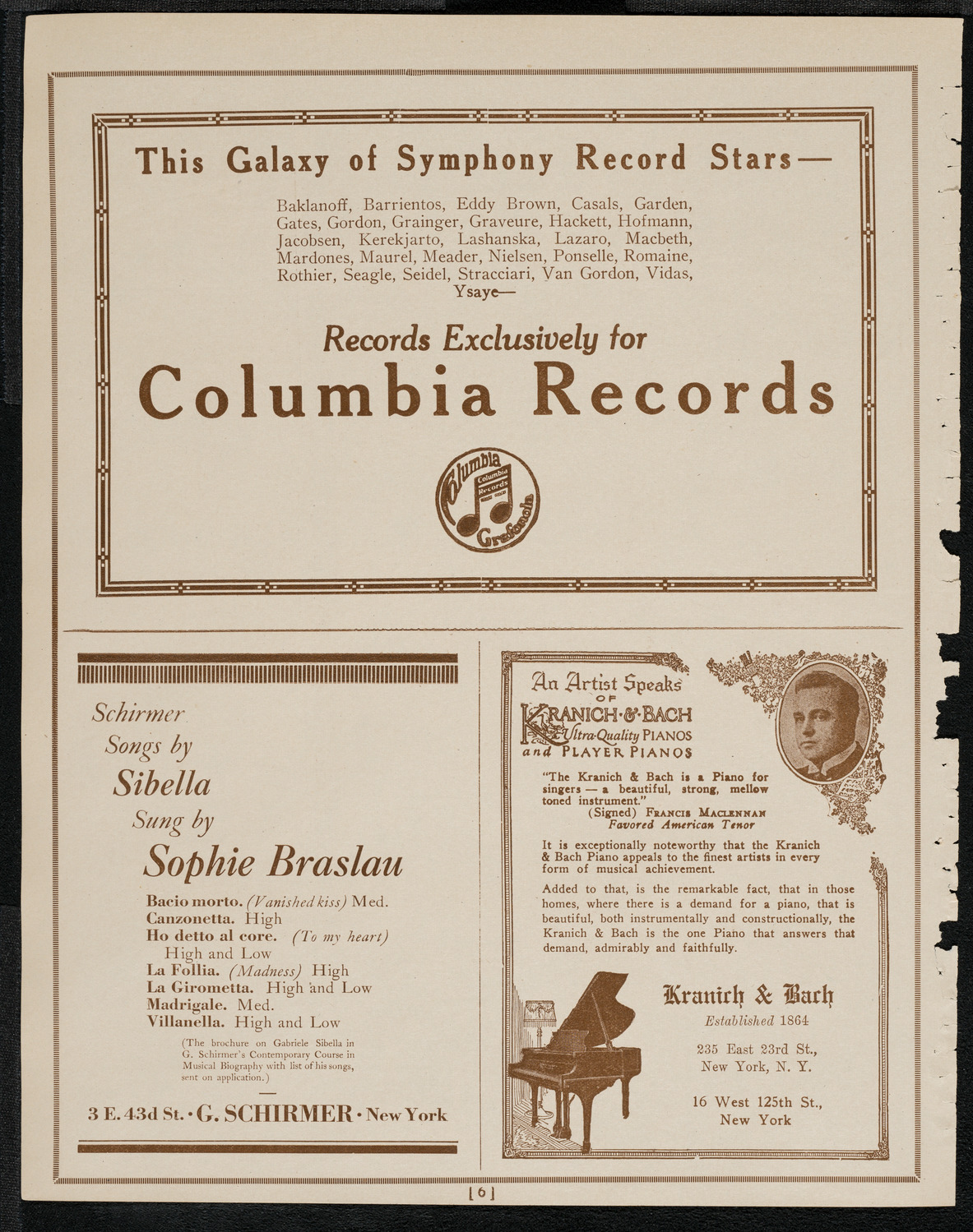 National Symphony Orchestra, April 10, 1921, program page 6