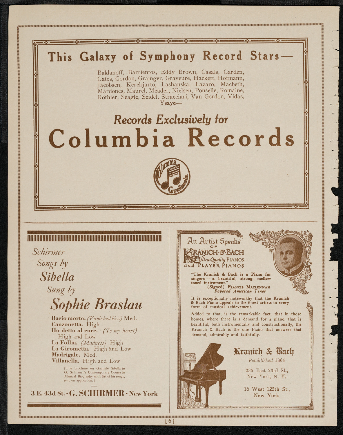 National Symphony Orchestra, April 10, 1921, program page 6