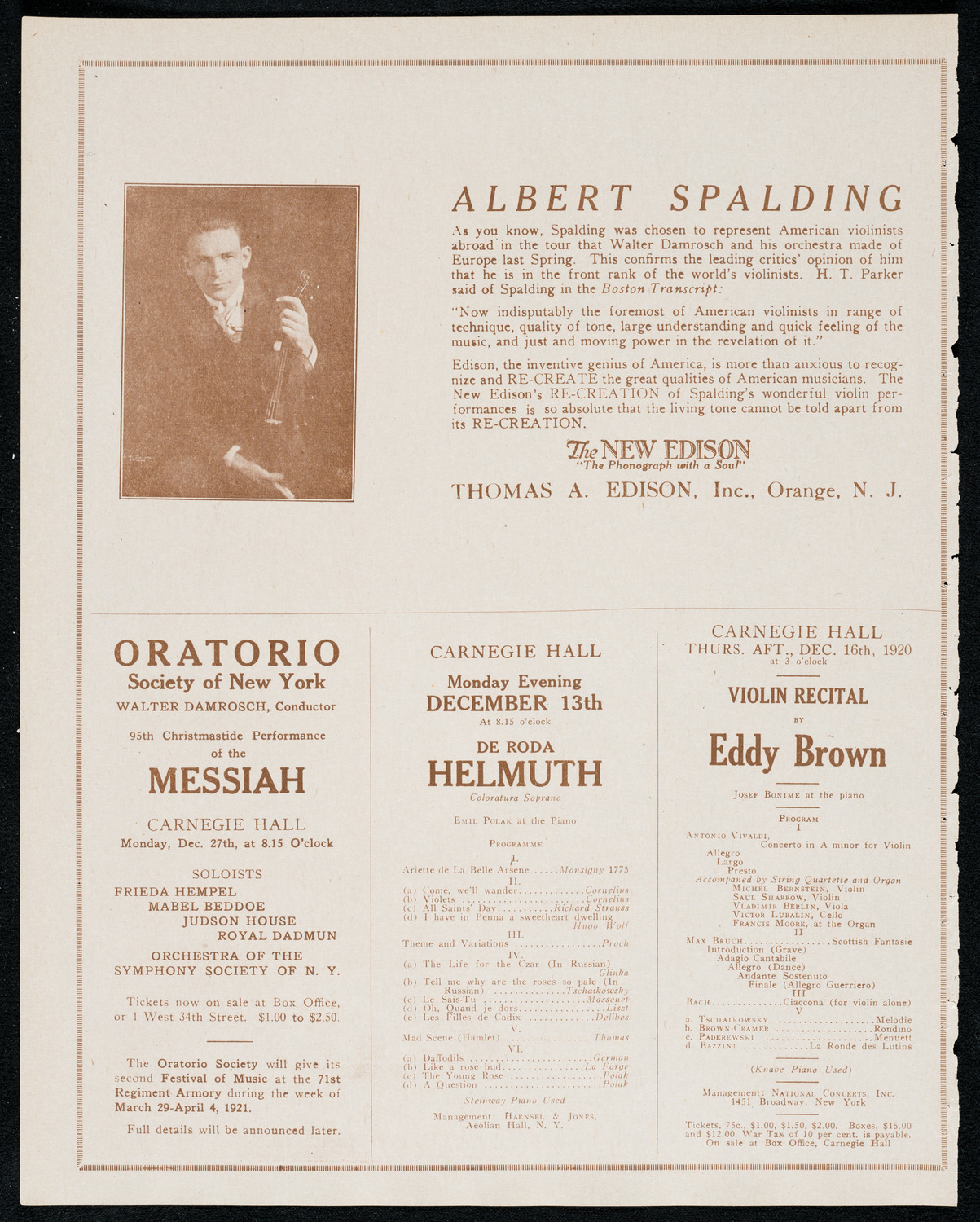 National Symphony Orchestra, December 7, 1920, program page 2