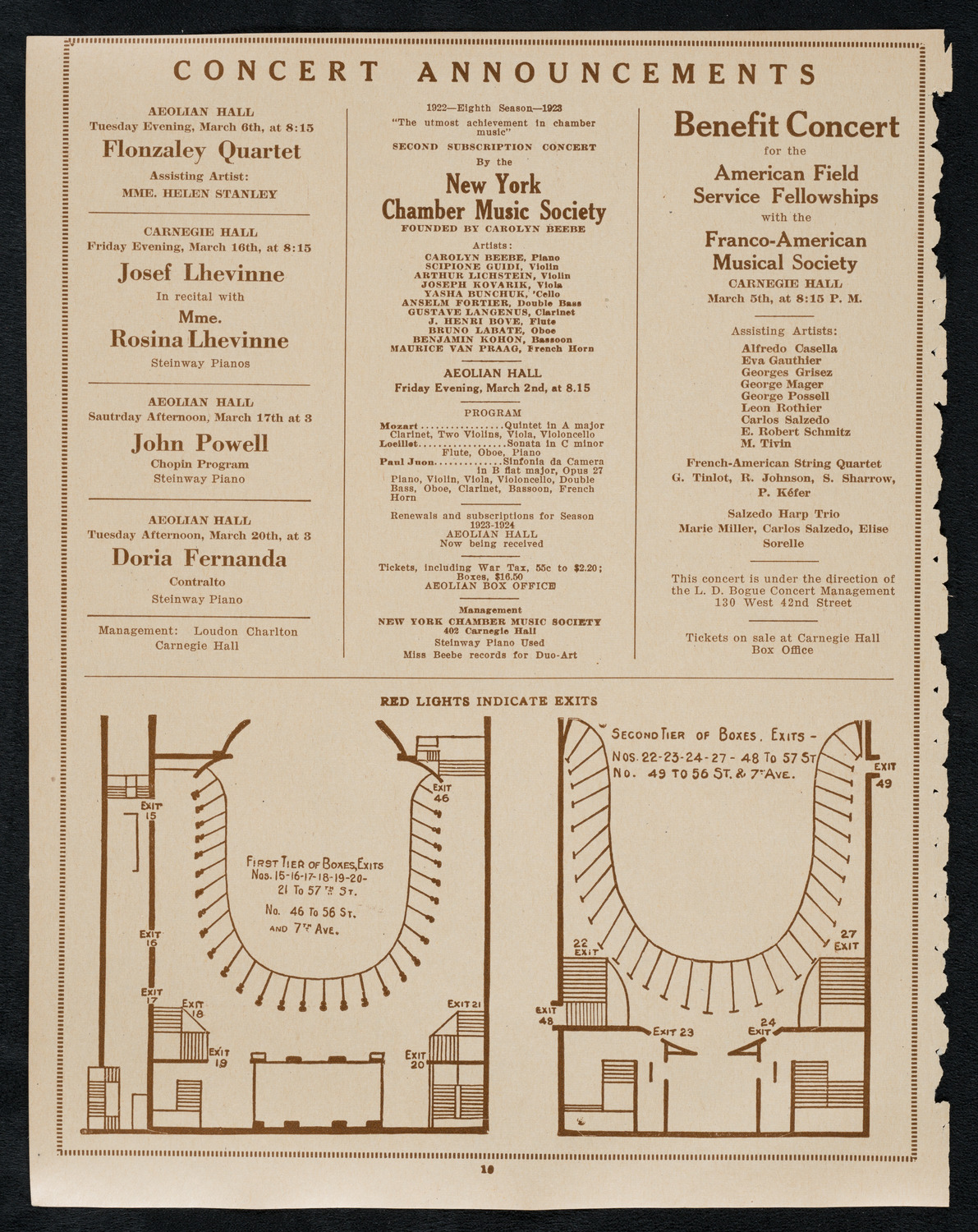 New York Symphony Orchestra, March 1, 1923, program page 10