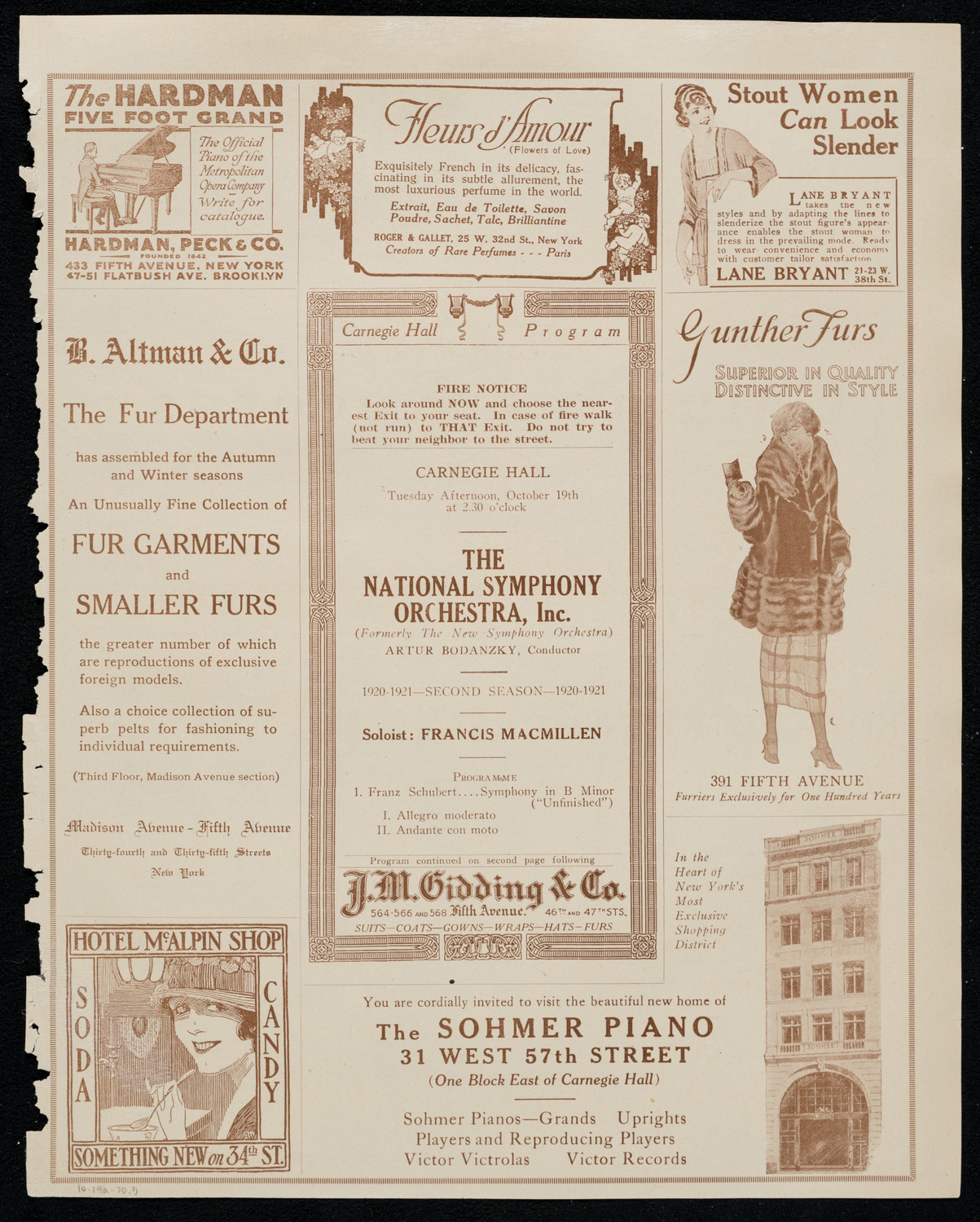 National Symphony Orchestra, October 19, 1920, program page 5