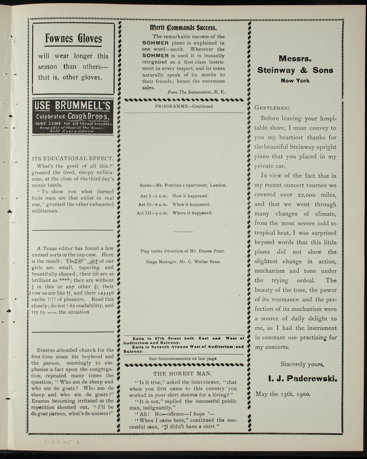 The Amaranth Dramatic Society, February 23, 1905, program page 3