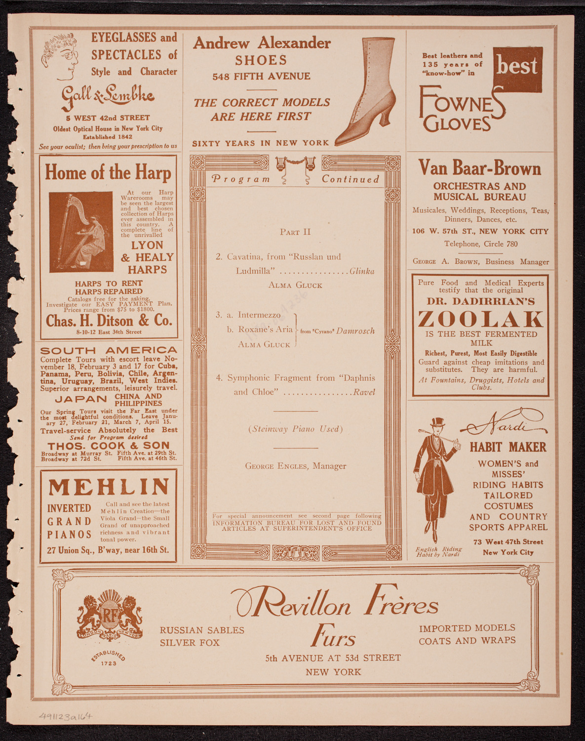 New York Symphony Orchestra, November 23, 1916, program page 7