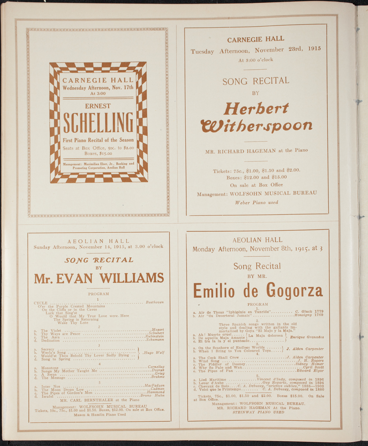 Benefit: Italian War Sufferers, November 1, 1915, program page 10