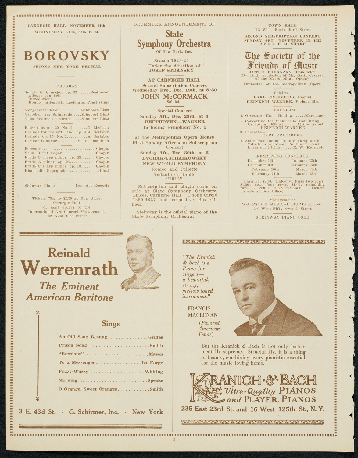 New York Philharmonic Students' Concert, November 12, 1923, program page 6