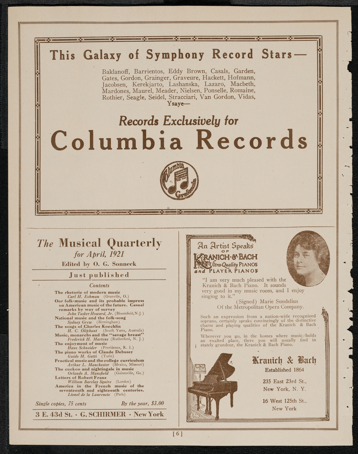 Josef Rosenblatt, Tenor and Mana Zucca, Composer and Pianist, April 27, 1921, program page 6