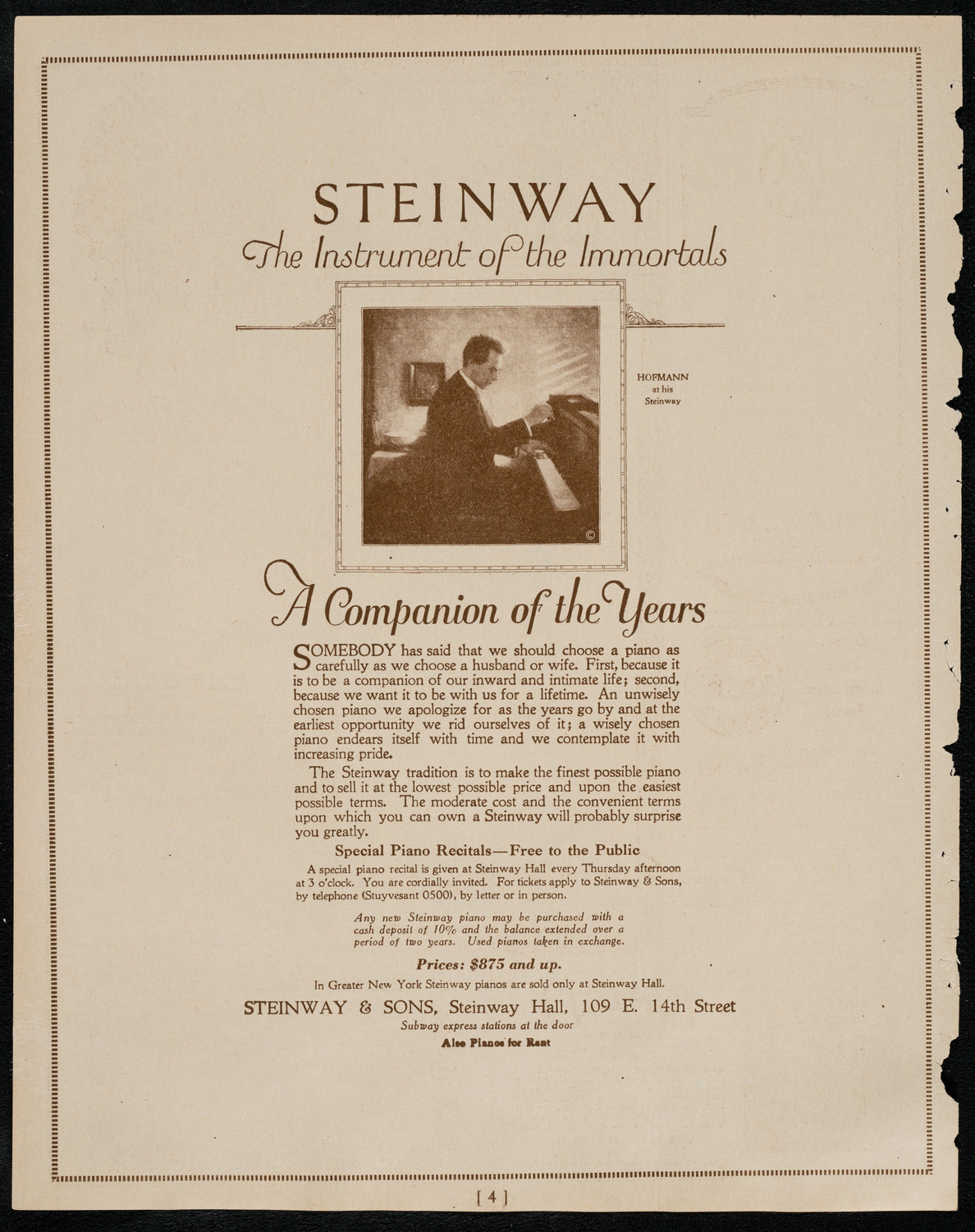 New York Philharmonic, February 26, 1922, program page 4