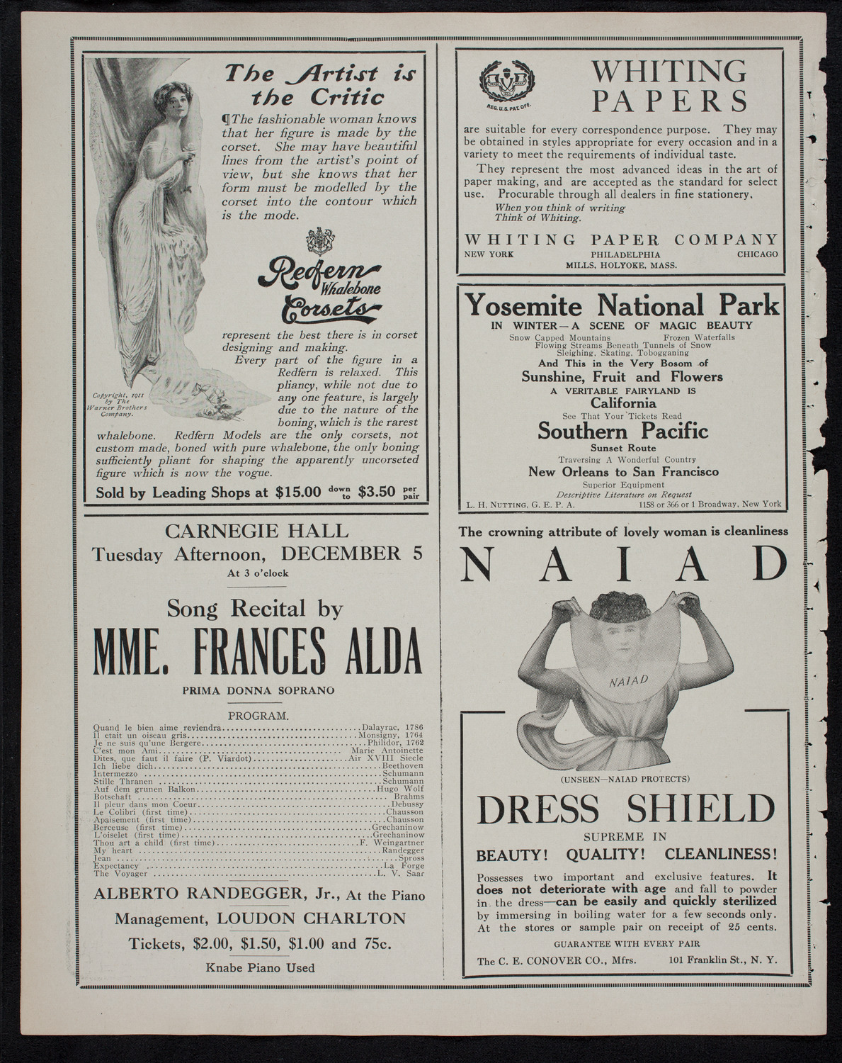 Vladimir de Pachmann, Piano, November 18, 1911, program page 2