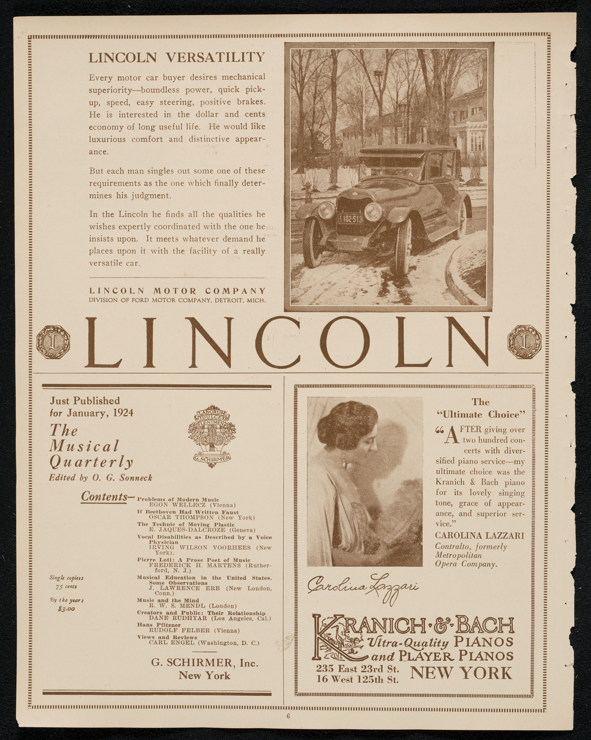 New York Philharmonic, January 17, 1924, program page 6