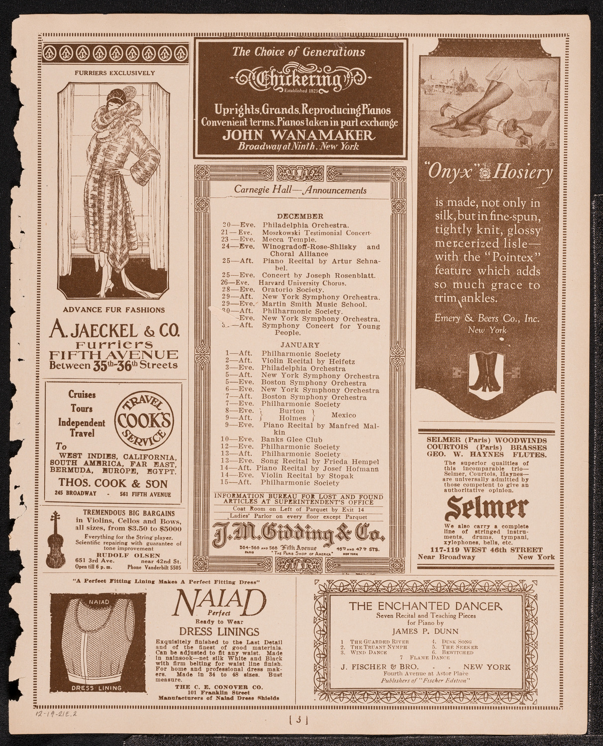 Grand Music Festival, December 19, 1921, program page 3