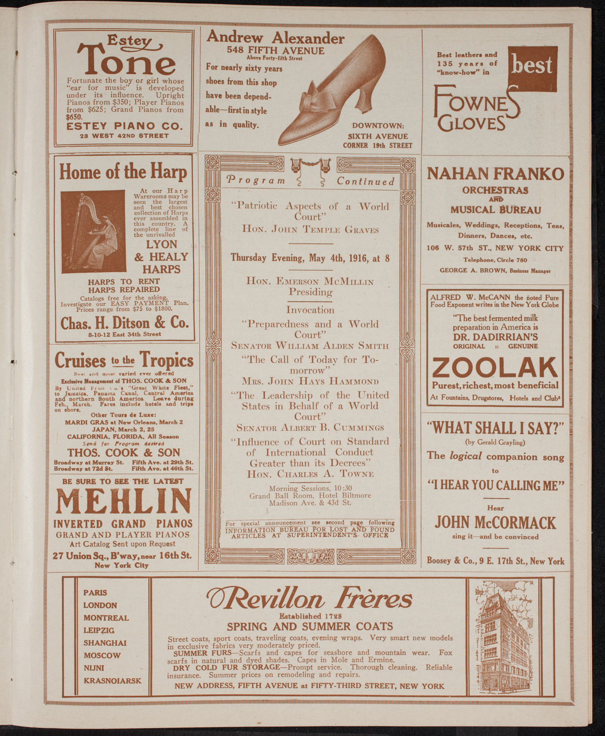 Second World Court Congress, May 4, 1916, program page 7