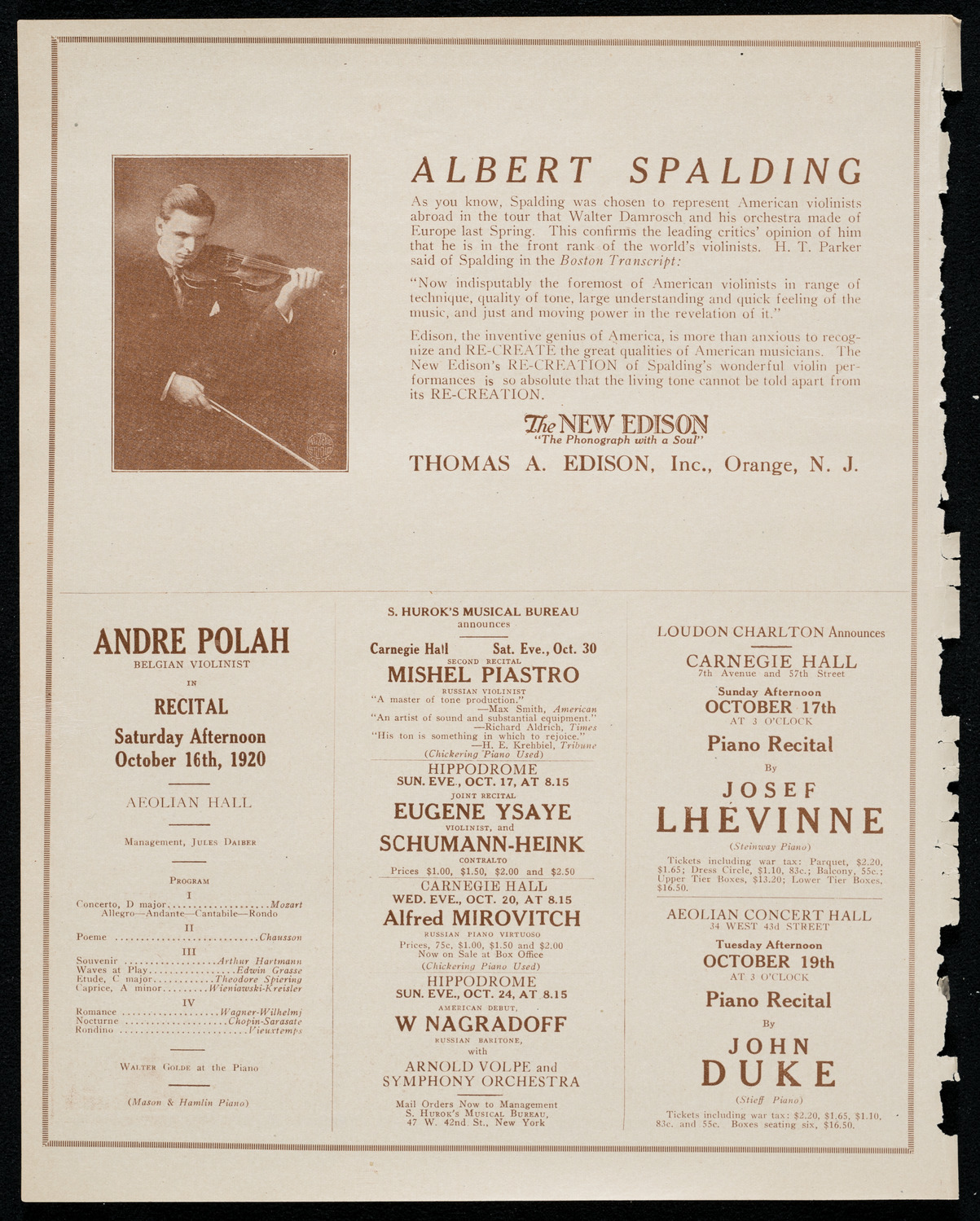 Unión Benéfica Española (The Spanish Society), October 12, 1920, program page 2