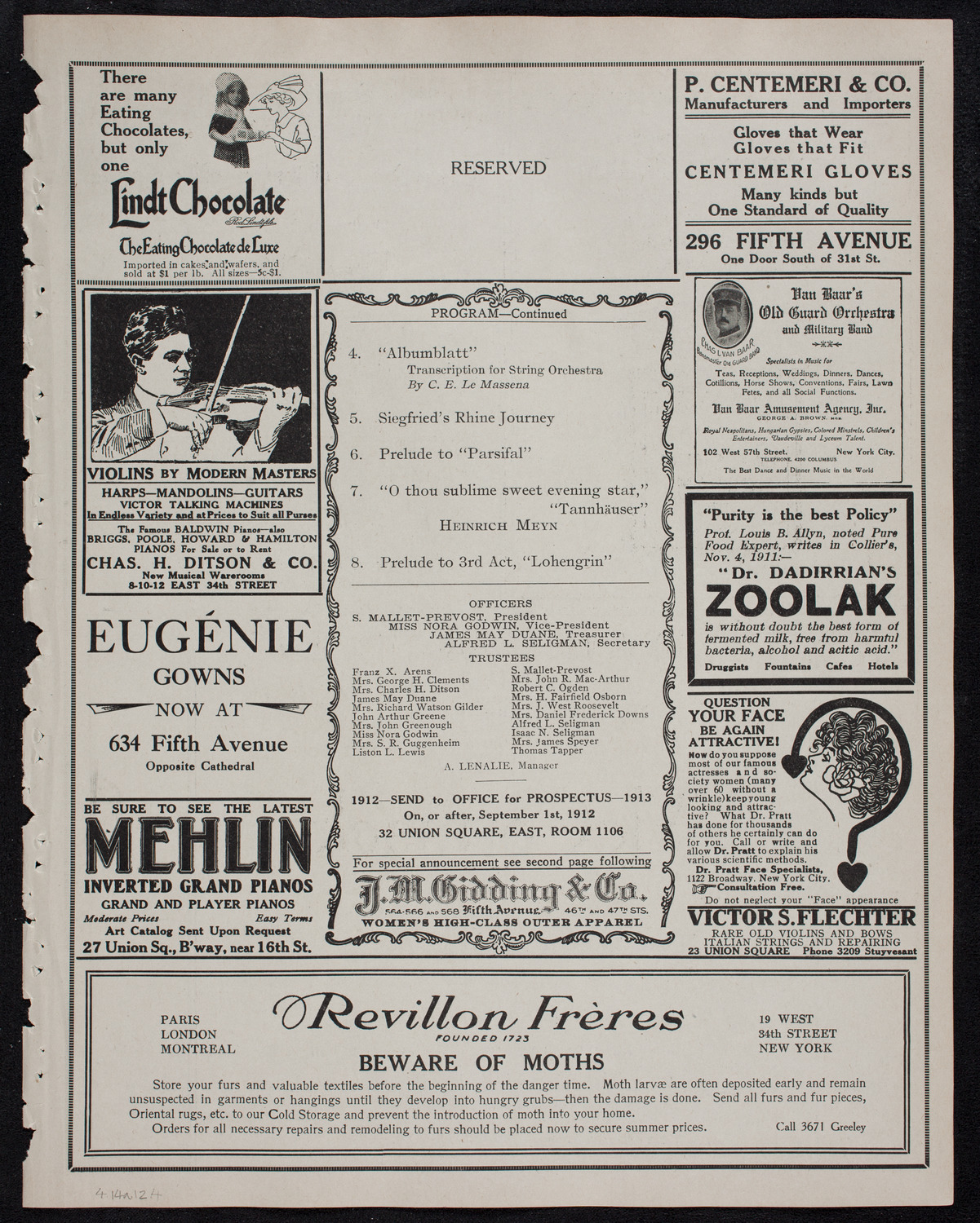 People's Symphony Concert, April 14, 1912, program page 7