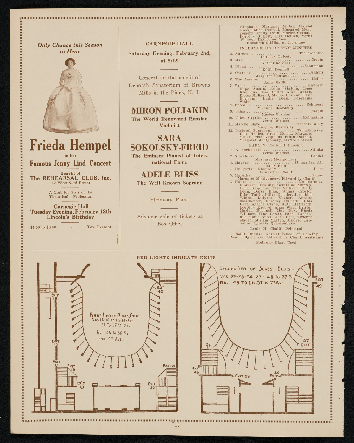 Chalif Dancers, January 26, 1924, program page 10