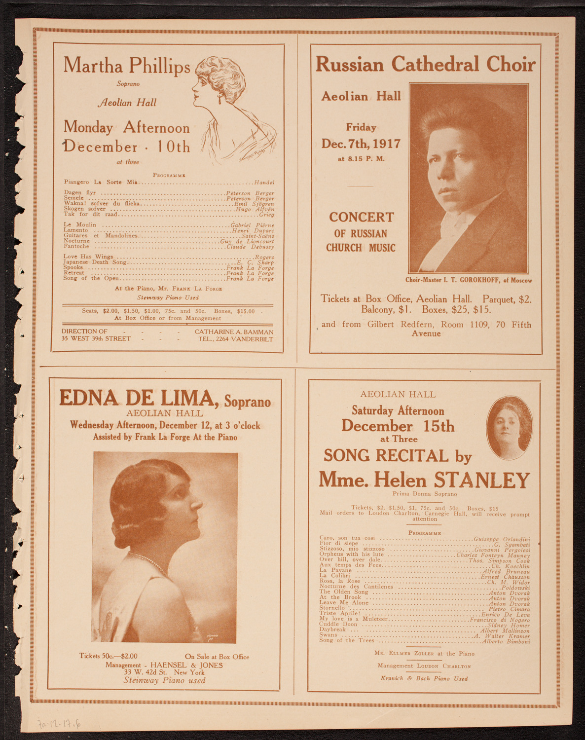 New York Philharmonic, December 7, 1917, program page 11