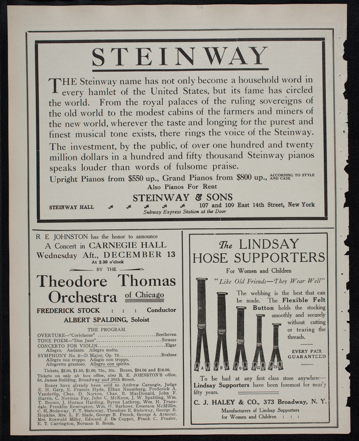 Boston Symphony Orchestra, December 7, 1911, program page 4