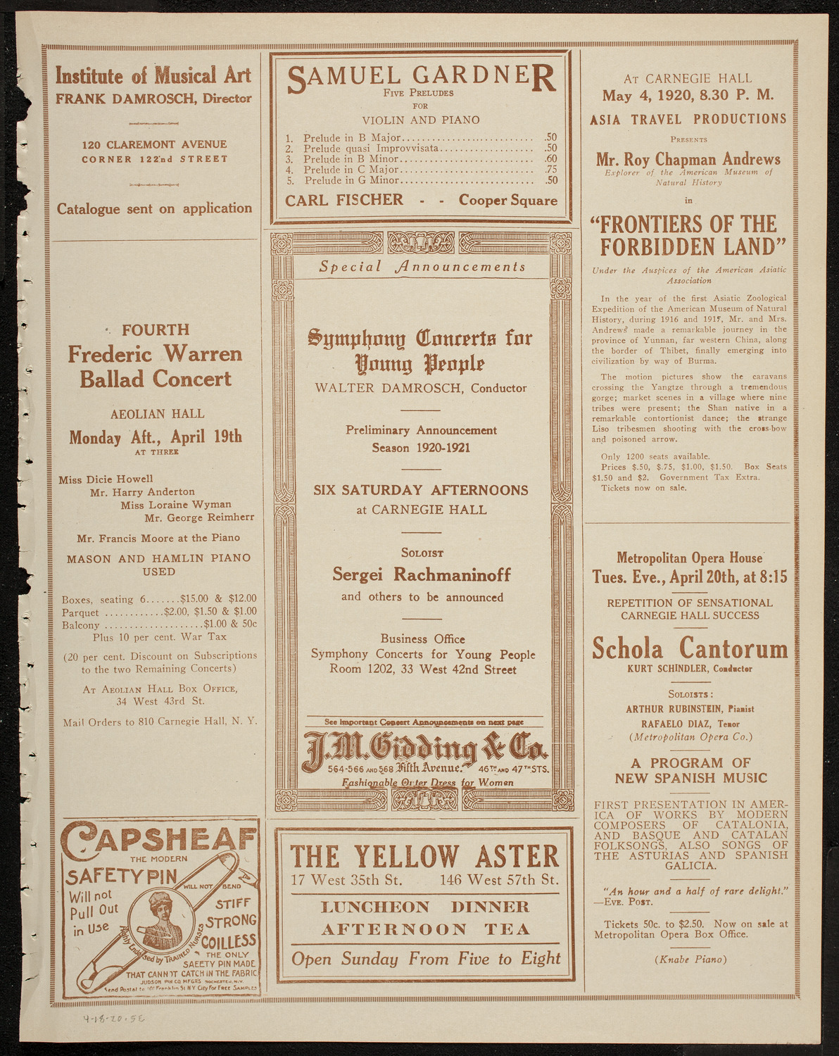 Clotilde Meygret, Soprano, April 18, 1920, program page 9