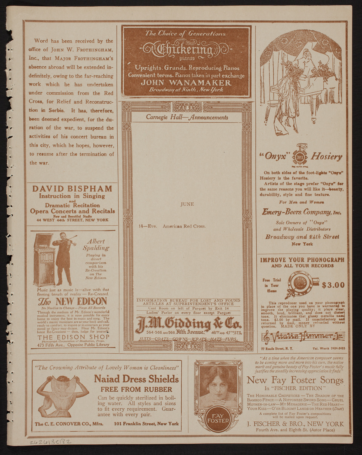 Gipsy Smith and the Musique Militaire Française, June 13, 1918, program page 3