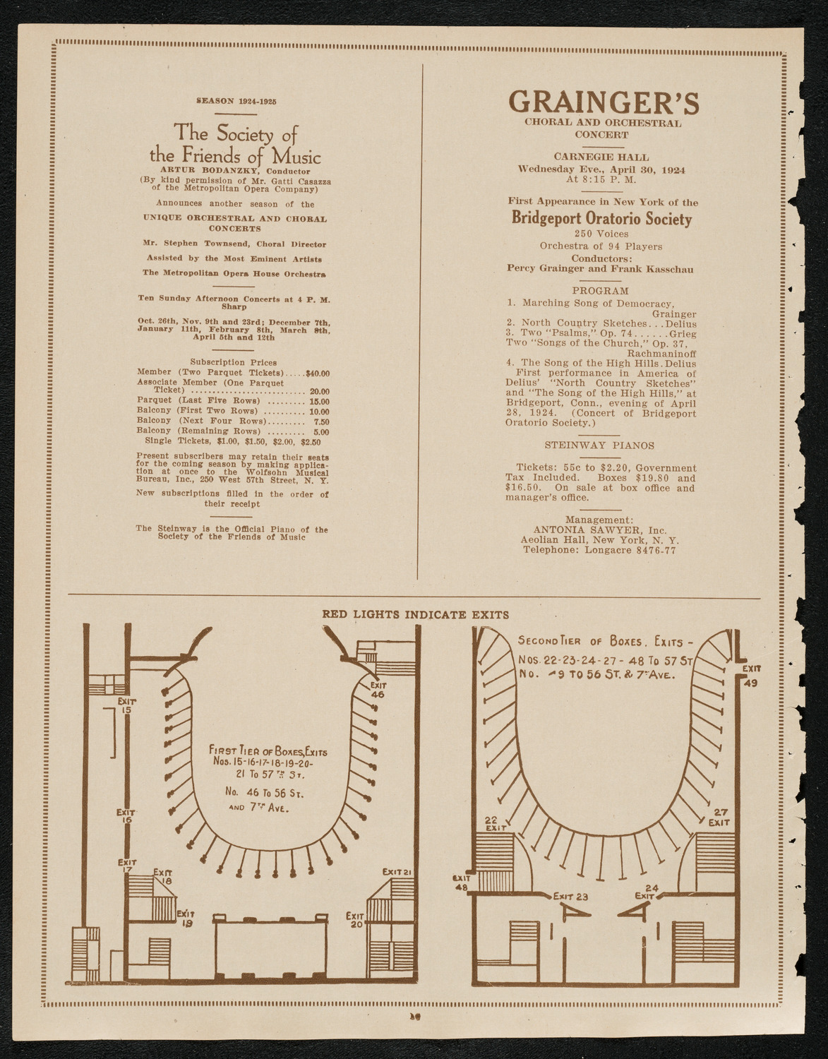 Efrem Zimbalist, Violin, April 13, 1924, program page 10