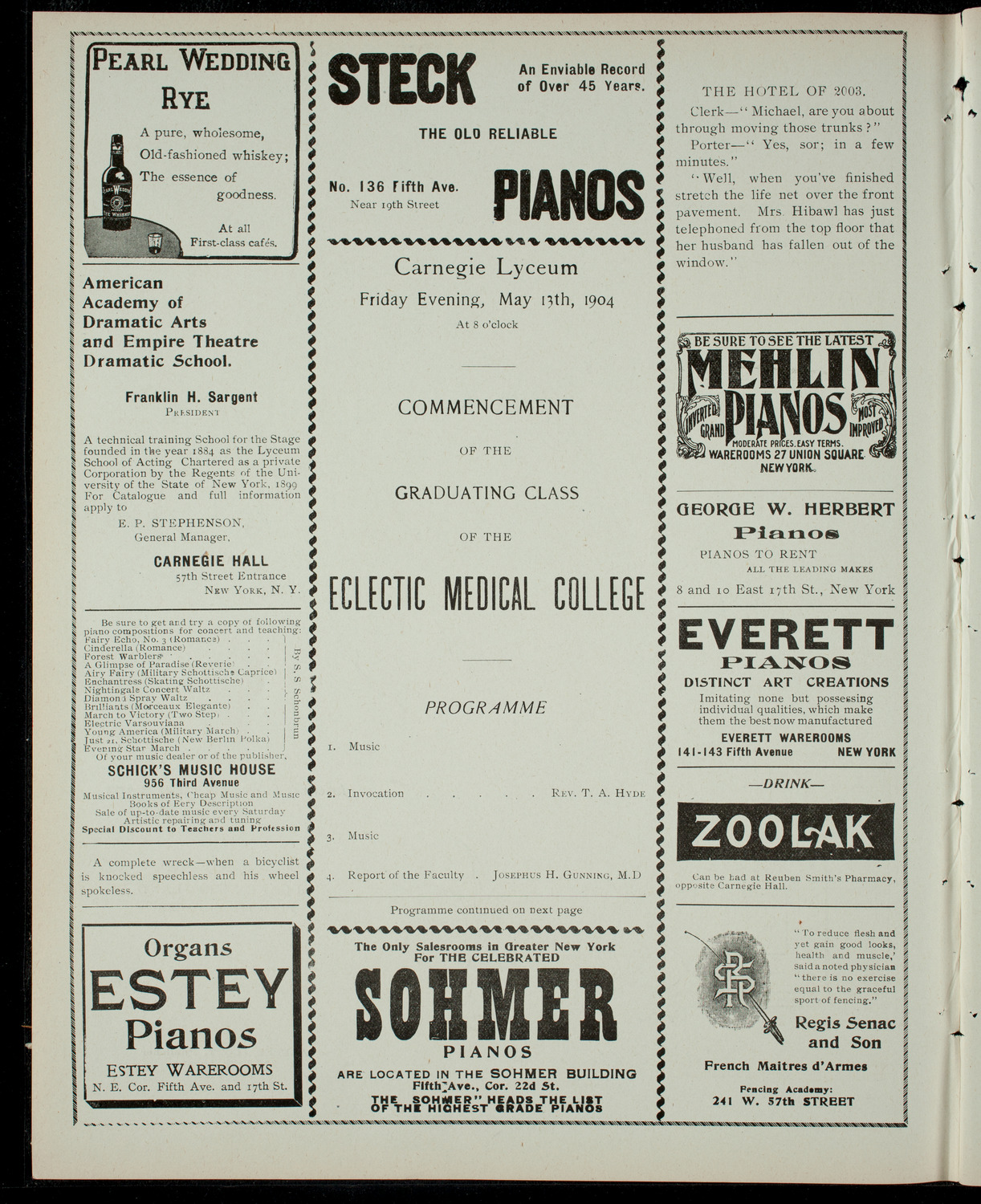 Graduation: Eclectic Medical College, May 13, 1904, program page 2