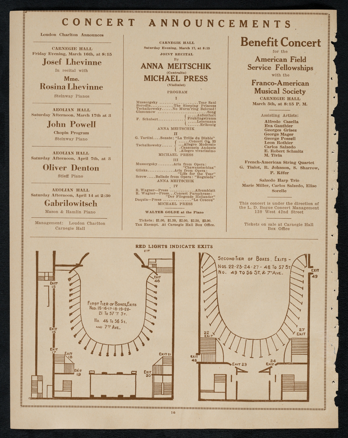 Jewish Ministers Cantors Association of America, March 4, 1923, program page 10