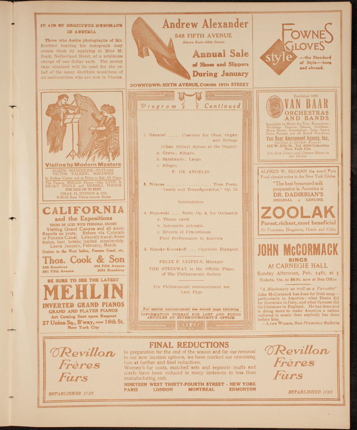 New York Philharmonic, February 5, 1915, program page 7