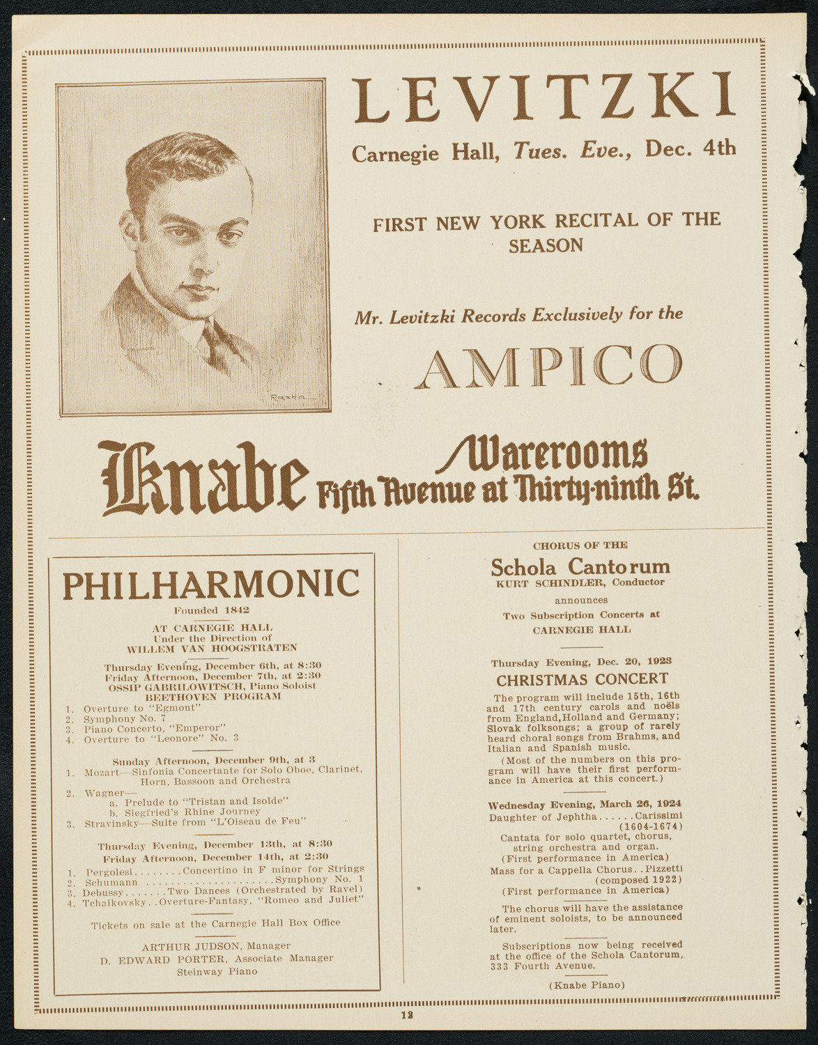 New York Philharmonic Students' Concert, December 3, 1923, program page 12