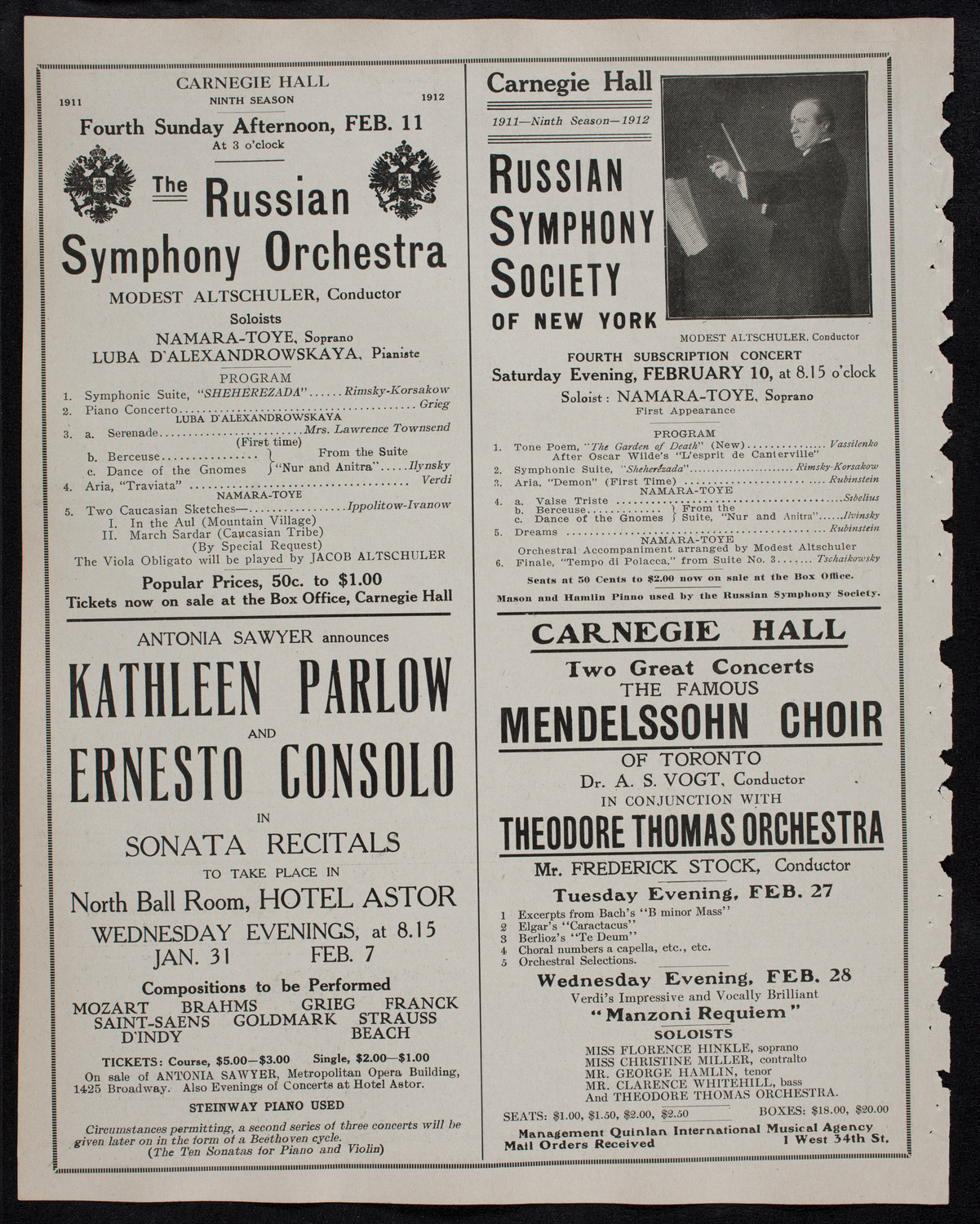 Lecture by Father Bernard Vaughan, January 31, 1912, program page 10