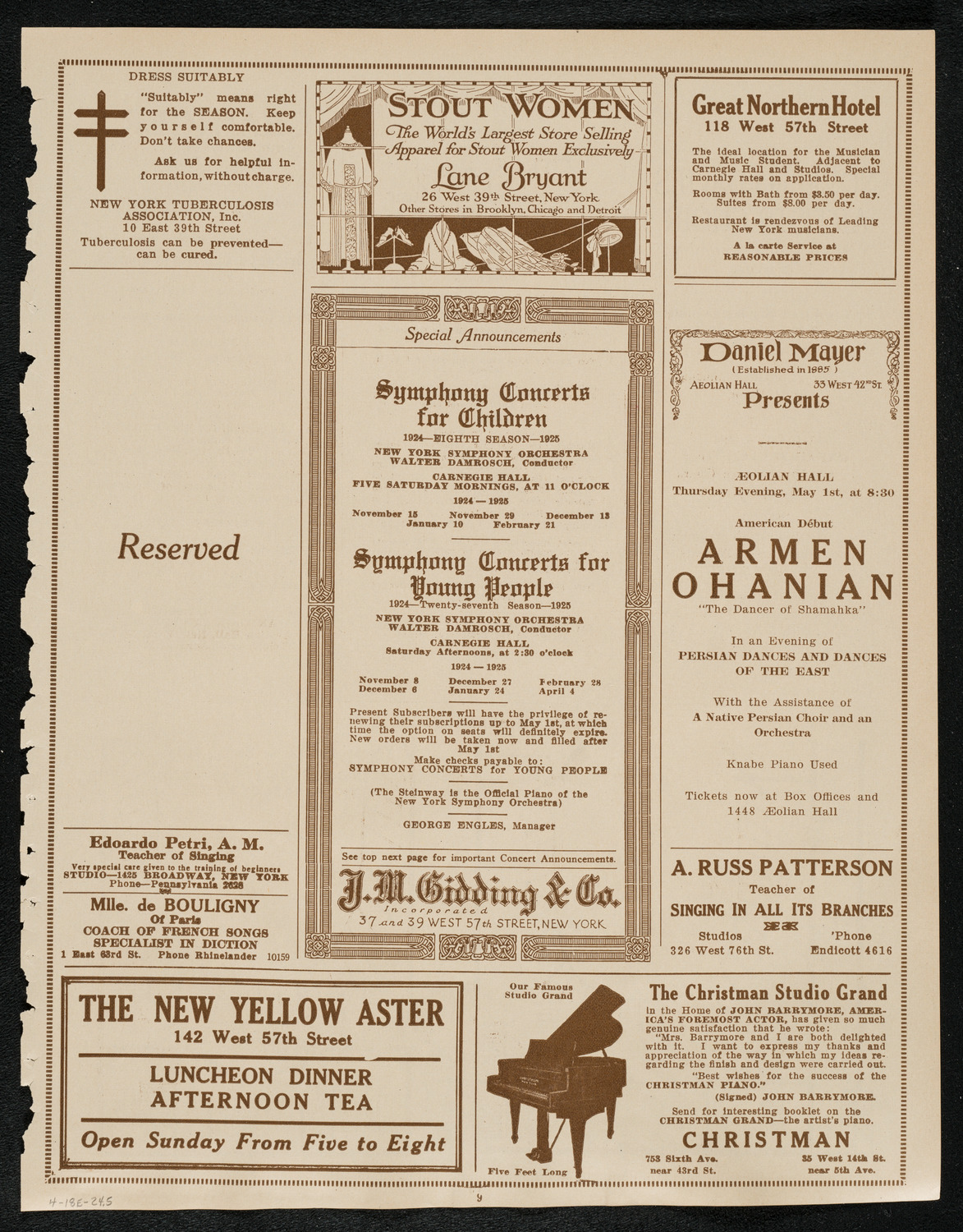 New York Symphony Club, April 18, 1924, program page 9