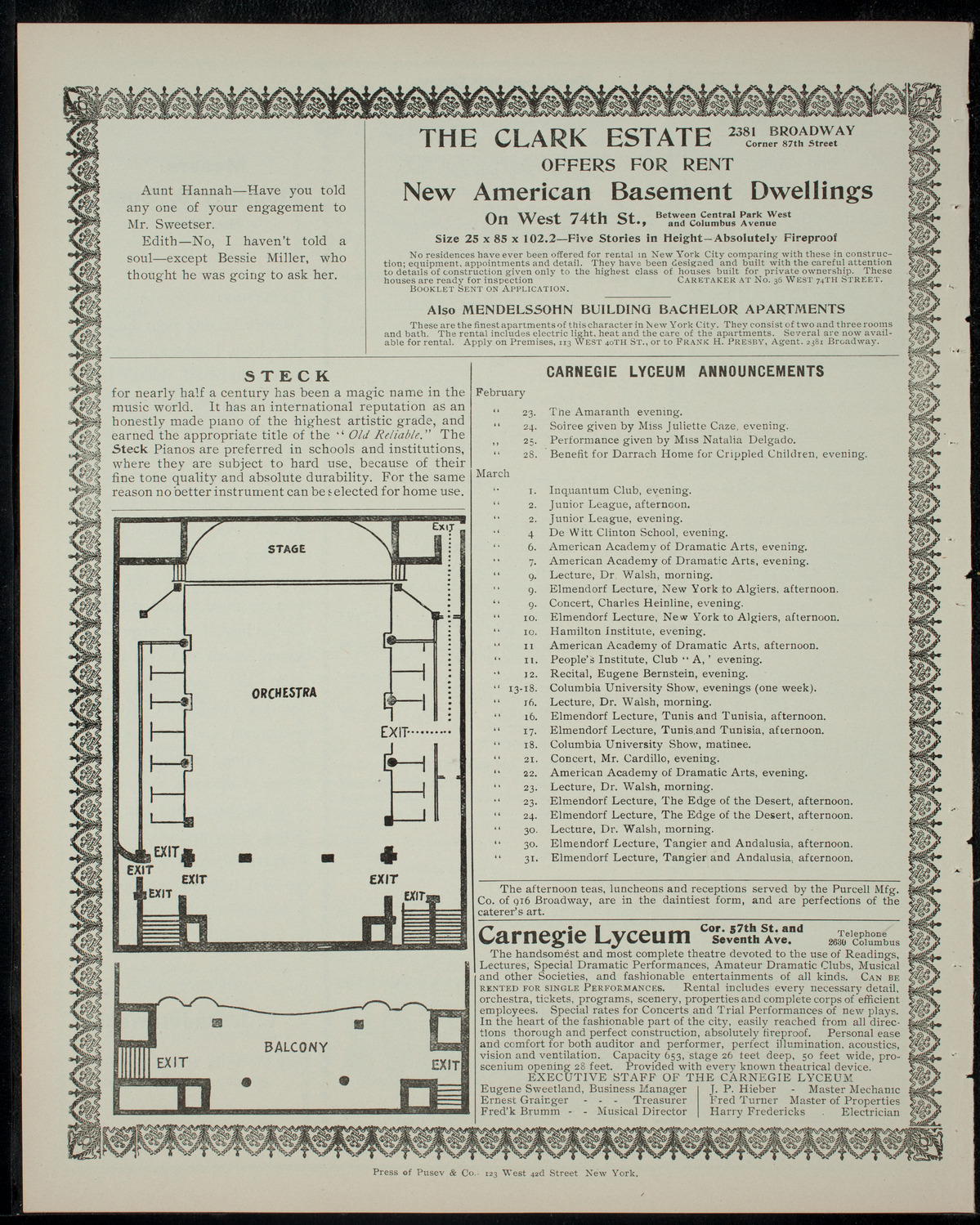 The Haresfoot Club Theatre Group, February 21, 1905, program page 4