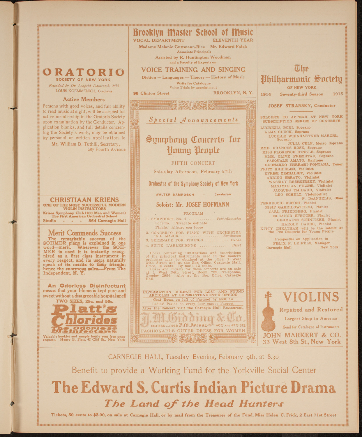 New York Philharmonic, February 7, 1915, program page 9