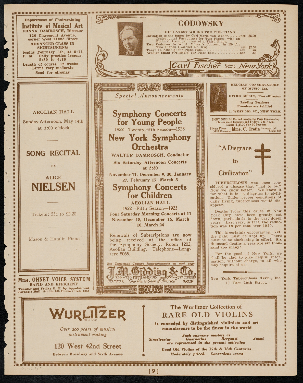 Sir Arthur Conan Doyle, May 7, 1922, program page 9