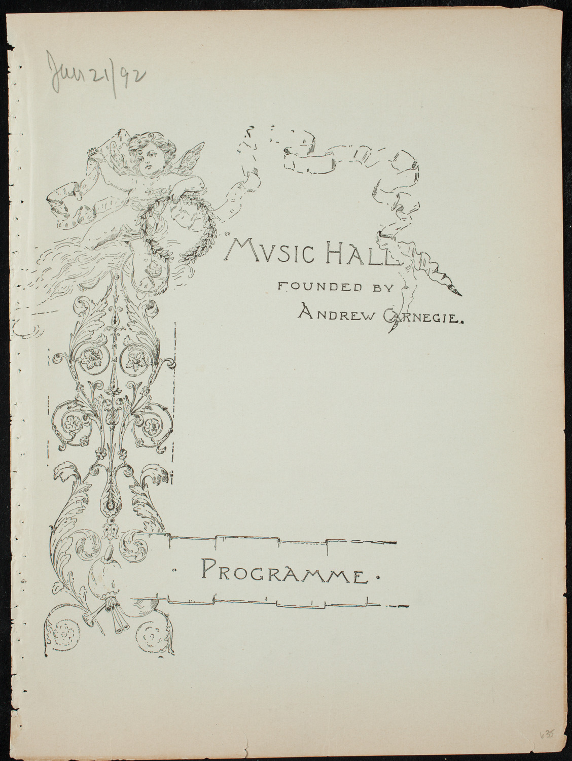 Benefit: German Hospital and Dispensary, January 21, 1892, program page 1