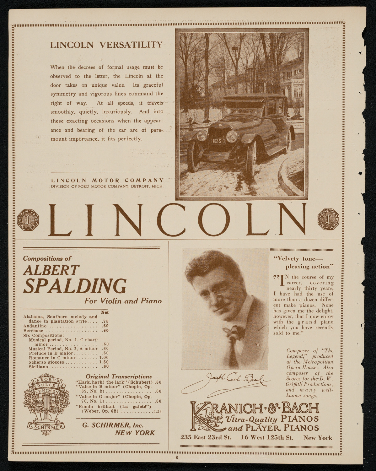 Roland Hayes, Tenor, February 5, 1924, program page 6