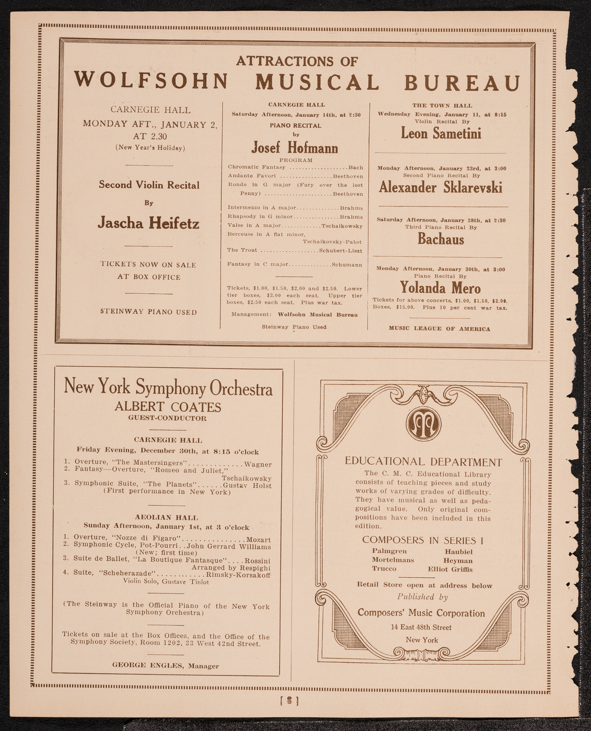 New York Symphony Orchestra, December 29, 1921, program page 8