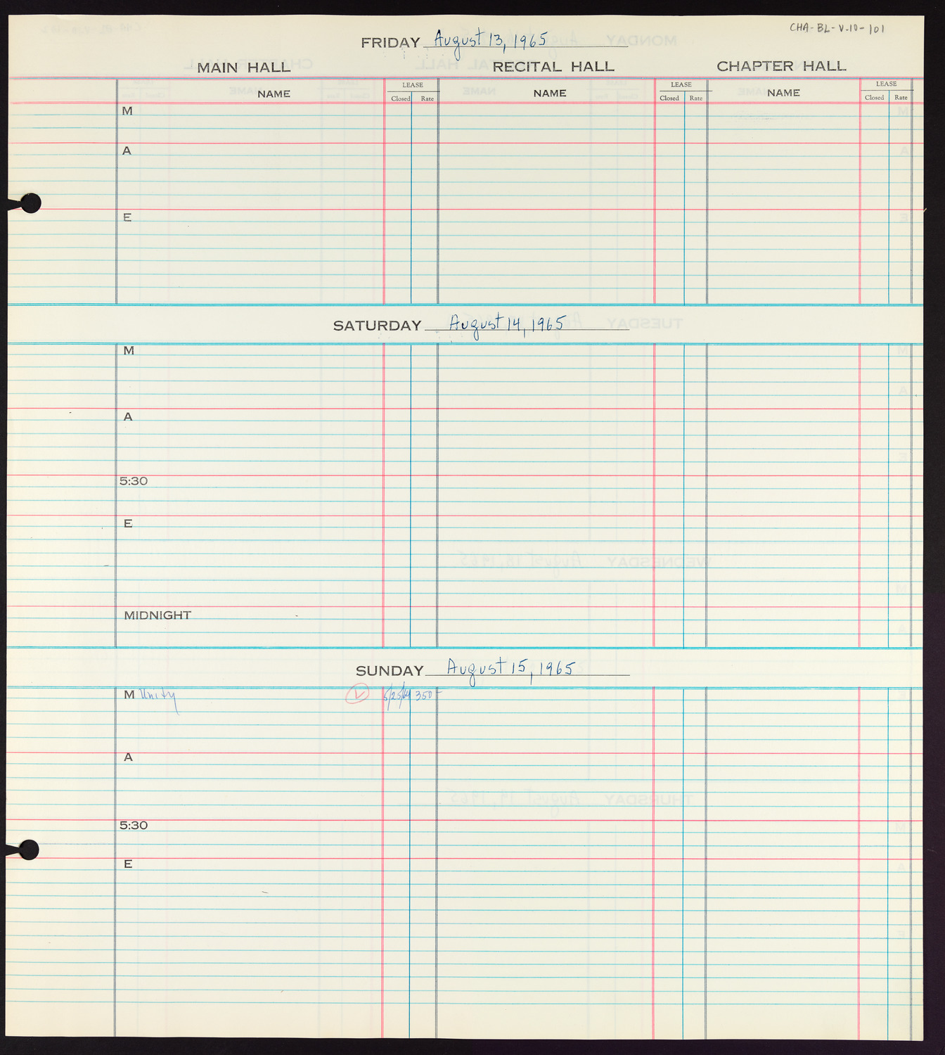 Carnegie Hall Booking Ledger, volume 10, page 101