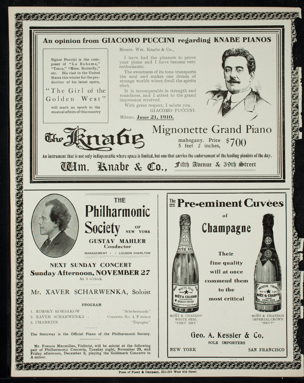 New York Philharmonic, November 22, 1910, program page 12