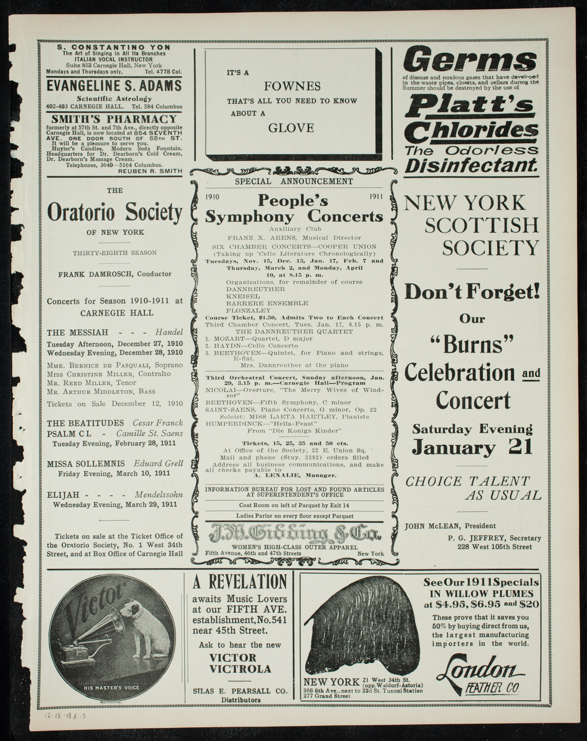 People's Symphony Concert, December 18, 1910, program page 9
