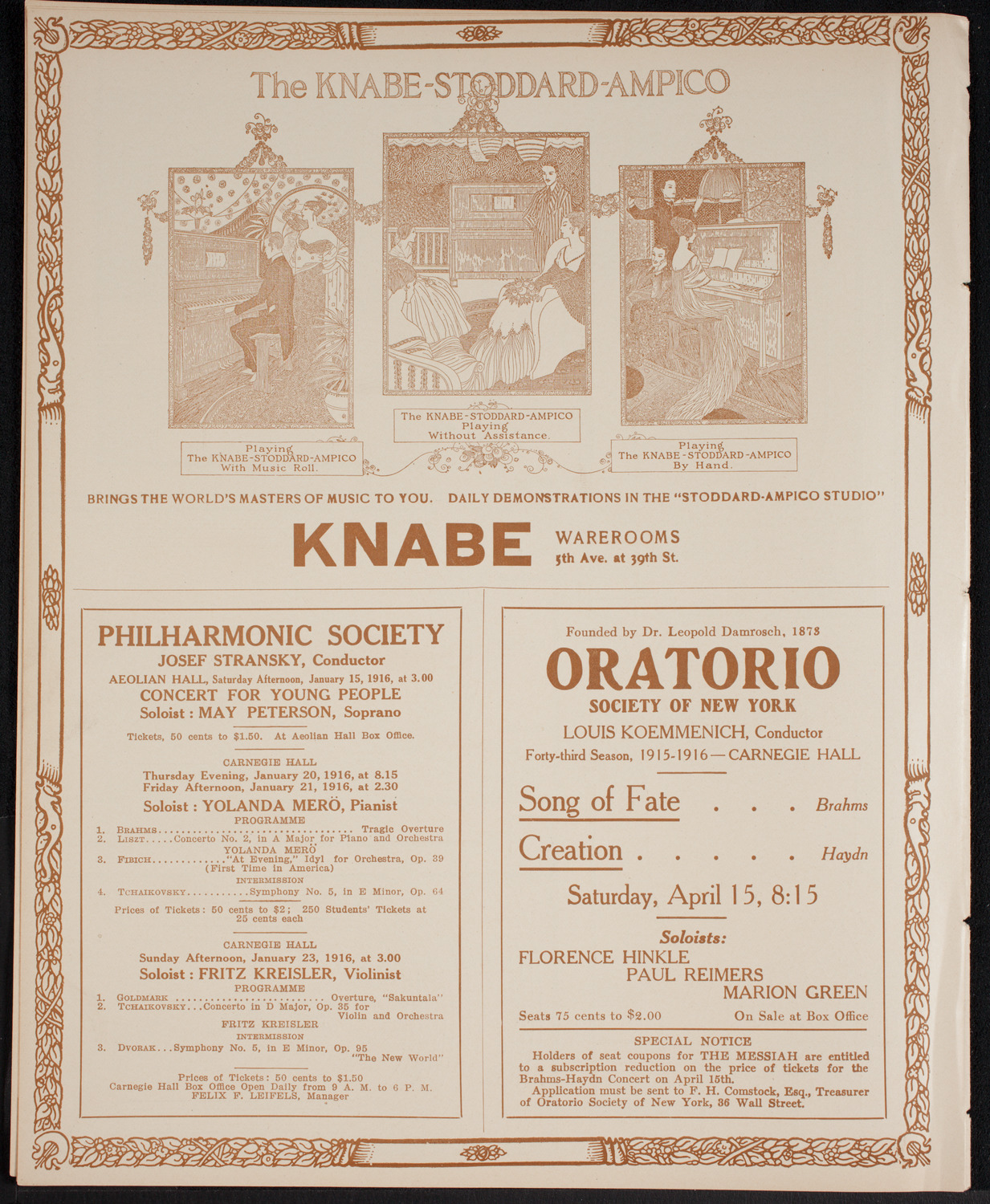 Russian Symphony Society of New York, January 15, 1916, program page 12