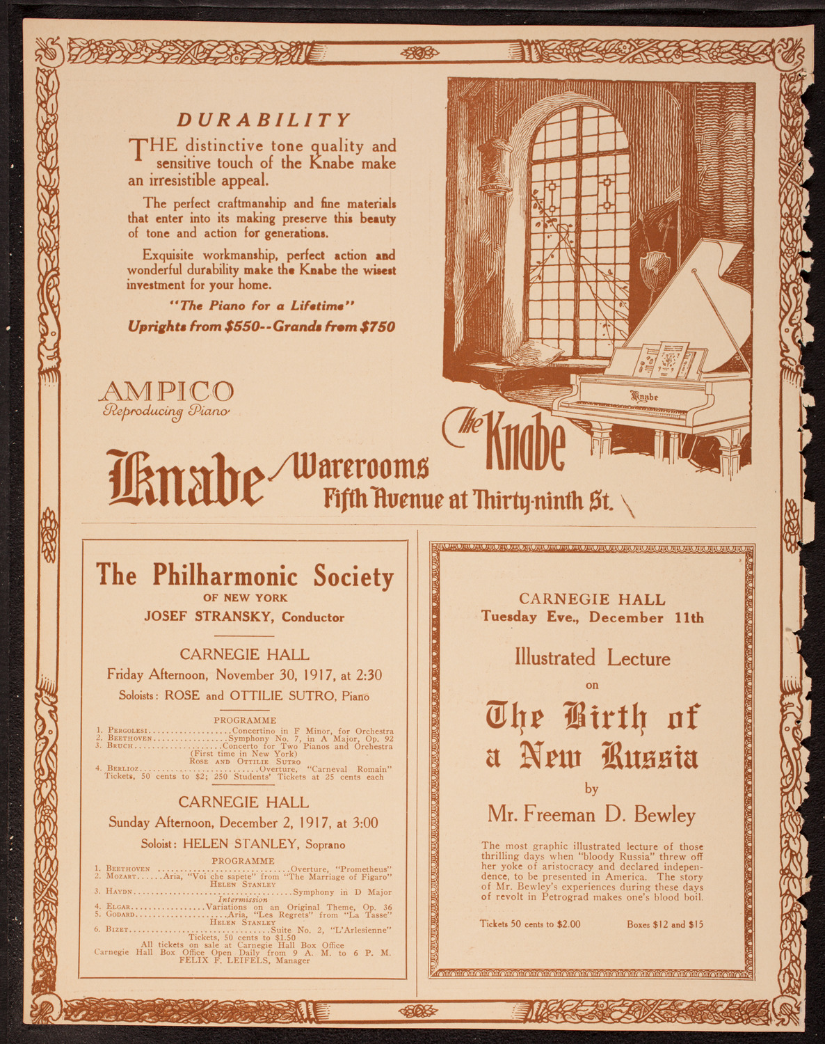 New York Philharmonic, November 25, 1917, program page 12
